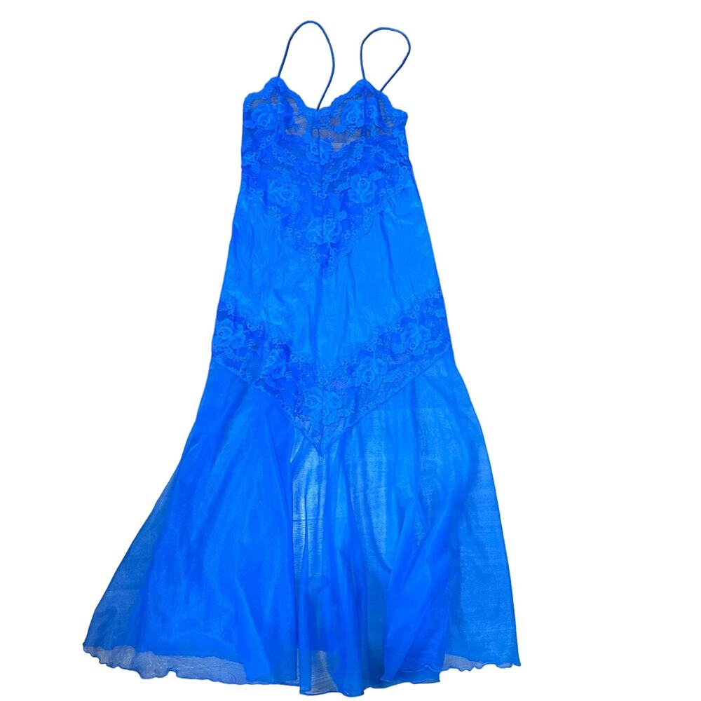 Vintage Intimates Blue Lace Slip Dress
